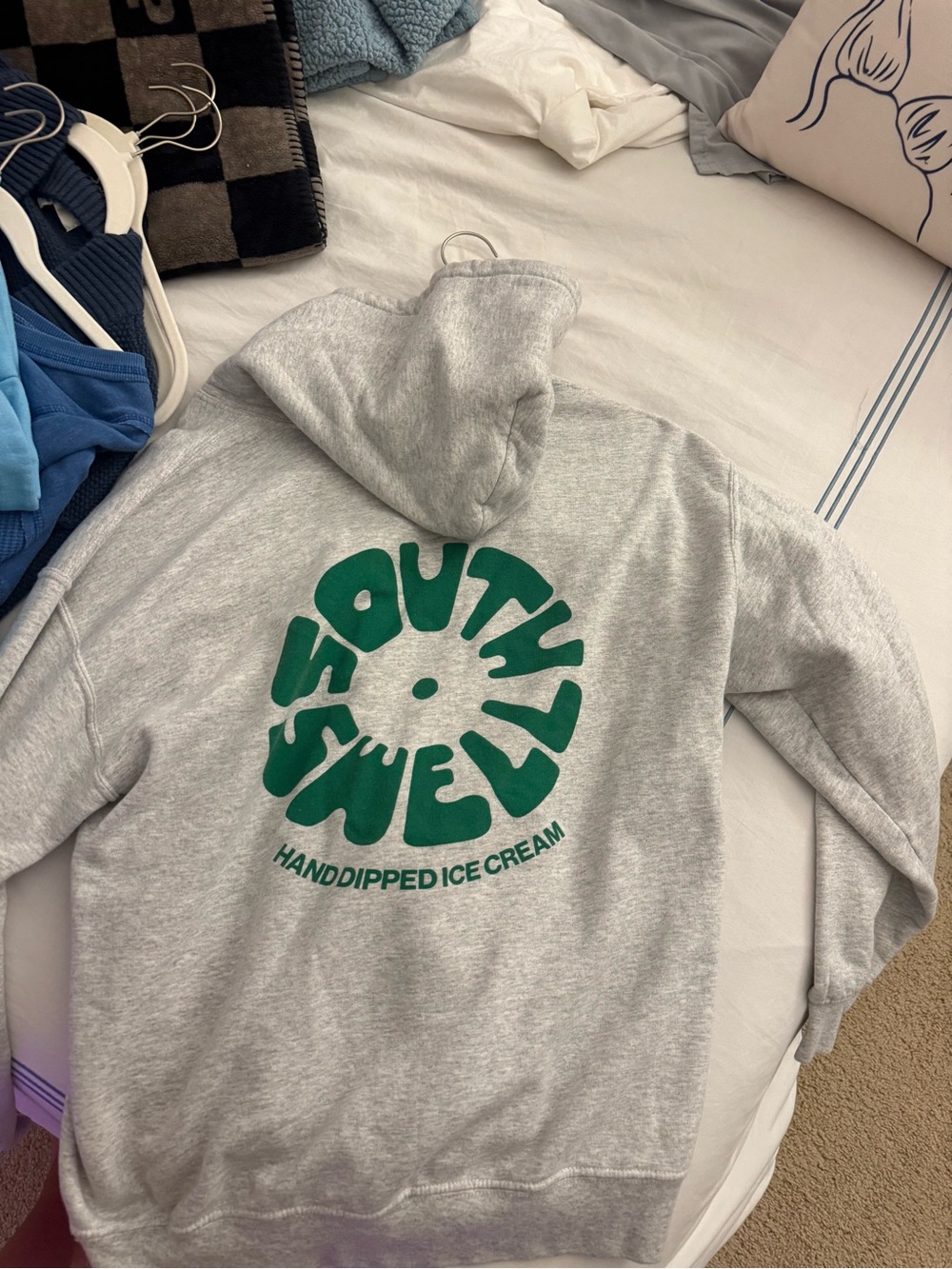 Southly Swell Hand-Dipped Ice Cream Gray Hoodie with Green Logo